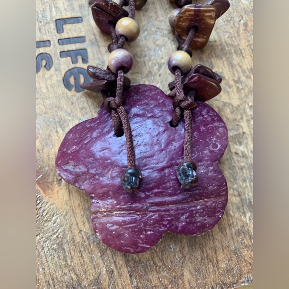 Belt/Necklace Coconut Shell Bead Flower Boho Bohemian Hippie Tropical Jewelry - Picture 11 of 14